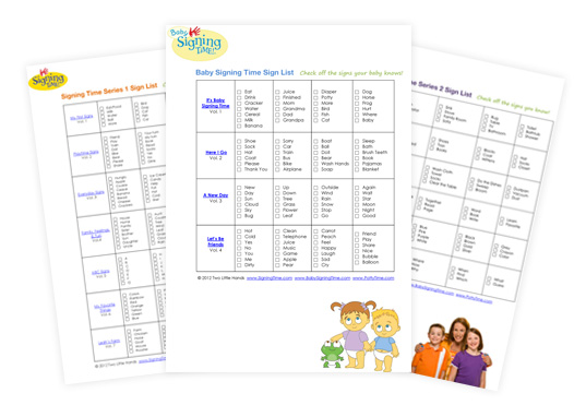 Signing Time Sign Checklists